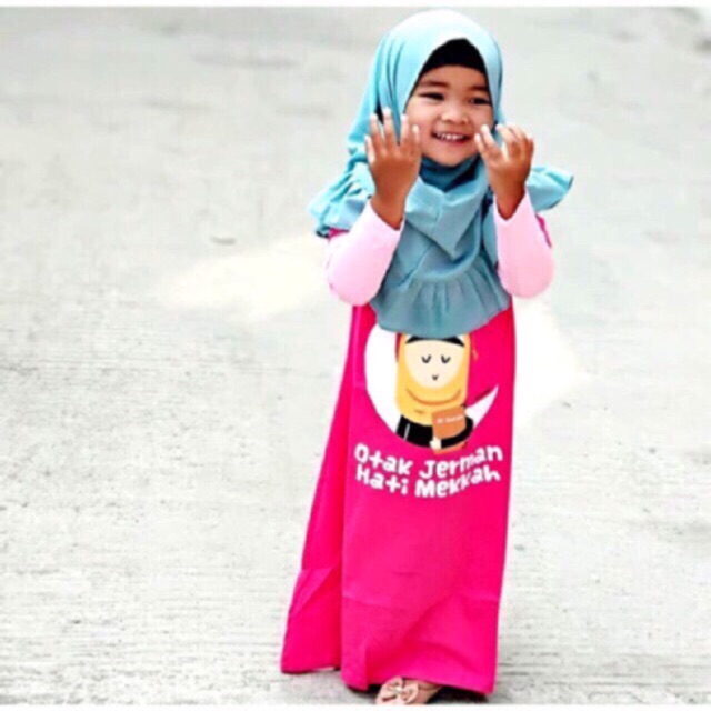 Gamis kaos anak little hijaber seperti gamis afra kids atau gamis upright untuk usia 4-9 tahun