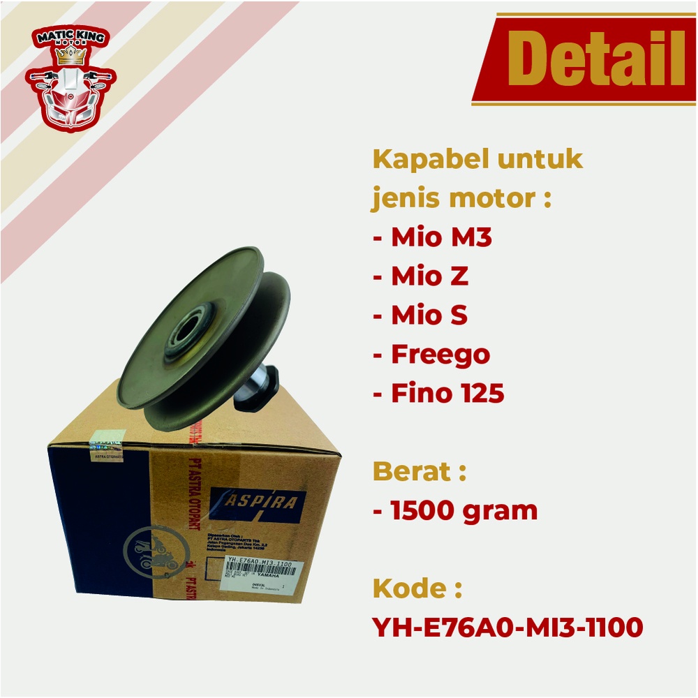 Pully Pulley Puli Belakang Yamaha Mio Fino X Ride Nouvo Soul GT FreeGo M3 S Z Sporty Smile Karburator Injeksi 110 115 125 ASLI ASPIRA OTOPART YH-E76A0-MI3-1100