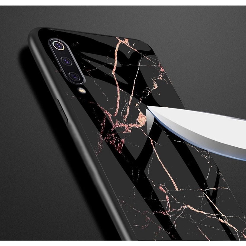 Case OPPO A9 A5 2020 A7 A5S AX5 A3S Realme 5 Pro Marble Tempered Glass Luxury Gradient Cover Case