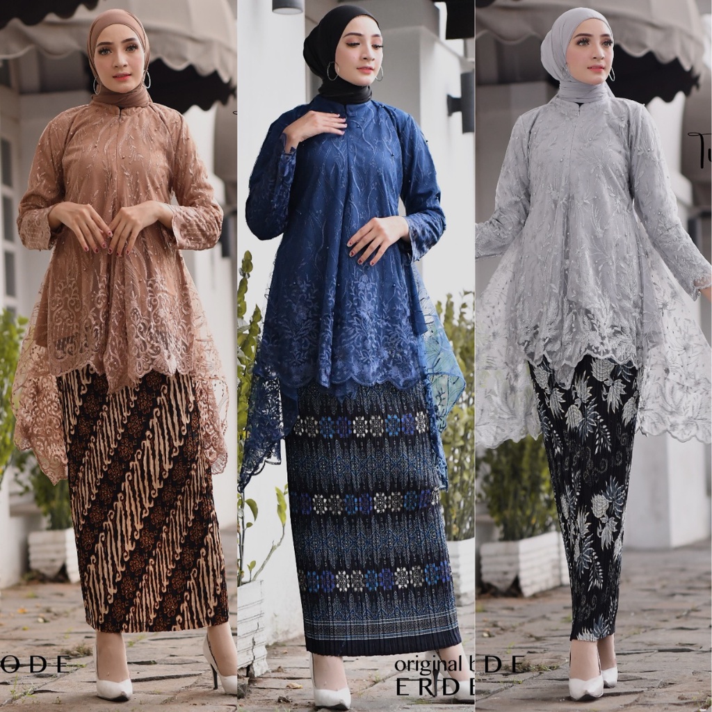 Setelan Kebaya Tunik Tulle Sheina / Jubrai / Rumbai / Azalea Aneka Pilihan Warna