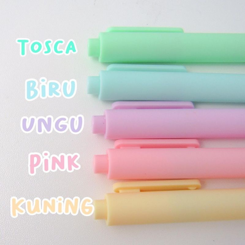 

Macaron Pastel Macaron Tinta Hitam Balpoint alat tulis kantor warna warni