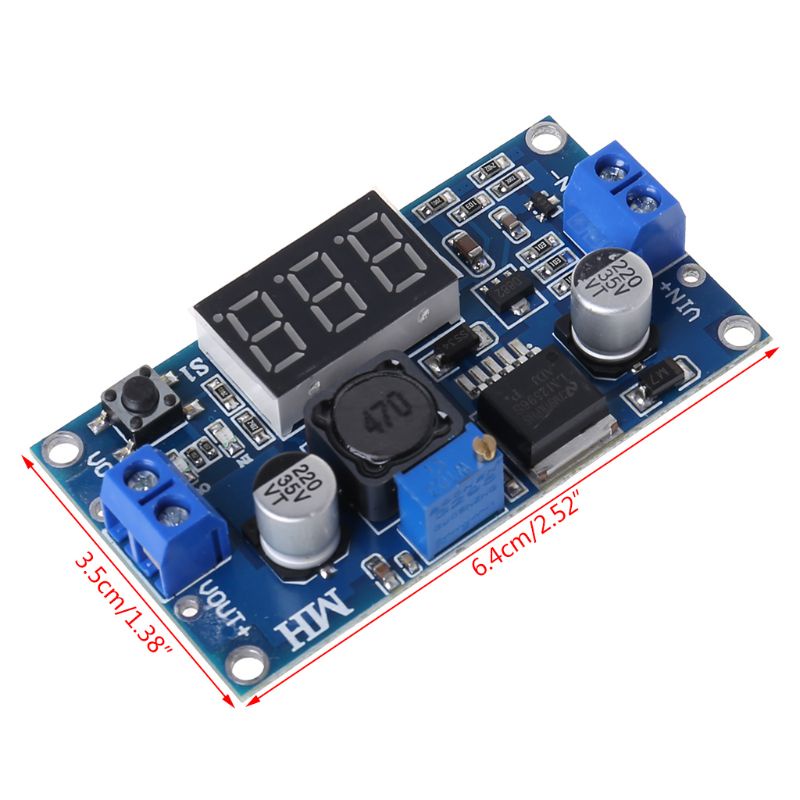 Modul Konverter Power Step down Voltmeter LED DC 4.0-40 Ke 1.3-37V LM2596