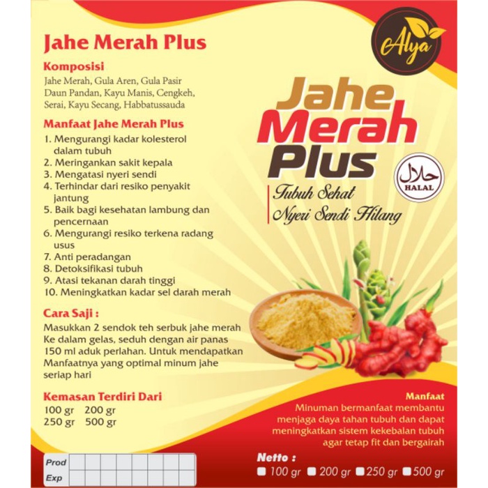 

JAHE ROYAL PLUS EKSTRAK SARI JAHE MERAH