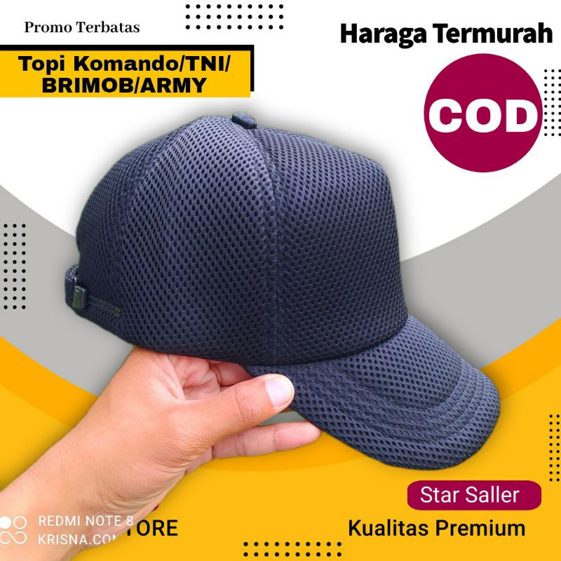 Topi Jaring Hitam Polos  KOMANDO, TNI, BRIMOB, ARMY, Tactical Motif sarang tawon