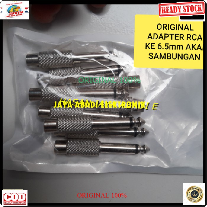 G250 JACK RCA CEWE JEK AKAY 6,5 MM COWO MIC ADAPTER MIK KONEKTOR MIKROPHONE SAMBUNGAN SPLITTER AUDIO SOUND EXTENSION PENYAMBUNG SUARA HEADSET HEADPHONE CONVERTER FEMALE MALE CANON AUX DVD AMPLI STEREO ORIGINAL MALE FEMALE HARGA SATUAN