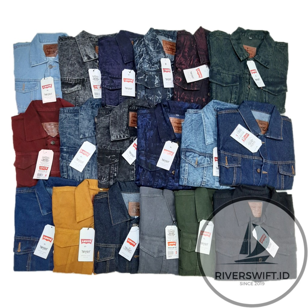 Jaket Jeans pria Sanwash Original/ jaket levis pria denim sandwash,hitam,bioblitz,biothink