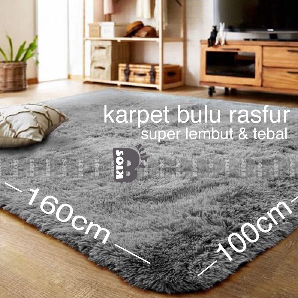 KARPET BULU RASFUR PREMIUM TEBAL 5,5CM (200 X 100) LEBIH PANJANG &amp; TEBAL / KARPET RASFUR BULAT D100 JUMBO