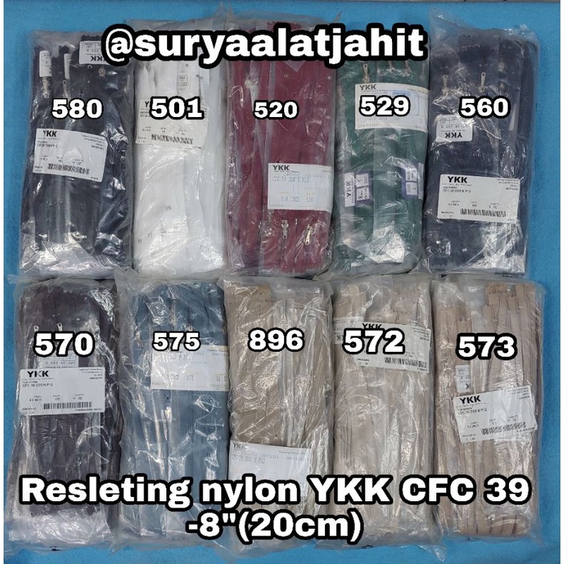 Resleting YKK 8in (20cm) CFC-39 (1pak@10lsn) =rp.205.500/10lsn