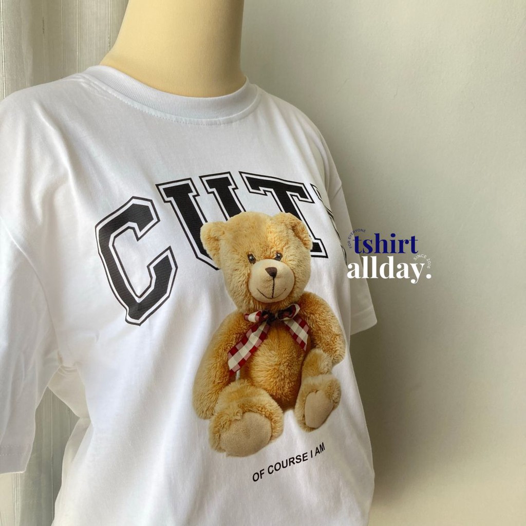 Tshirtallday Kaos Premium Pria &amp; Wanita 100% Cotton Combed bis Oversize CUTE BEAR