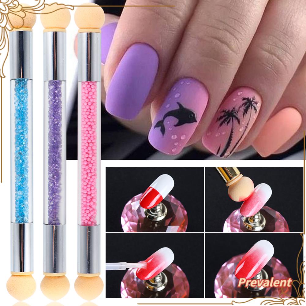 Set Brush Spons Aplikator Kutek Gel Warna Ombre Glitter Untuk Nail Art