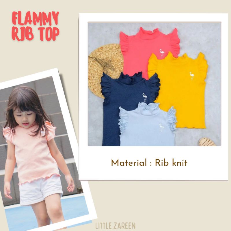 FLAMMY RIB TOP | kaos anak ruffle | kaos anak flamingo | kaos anak cewek lucu
