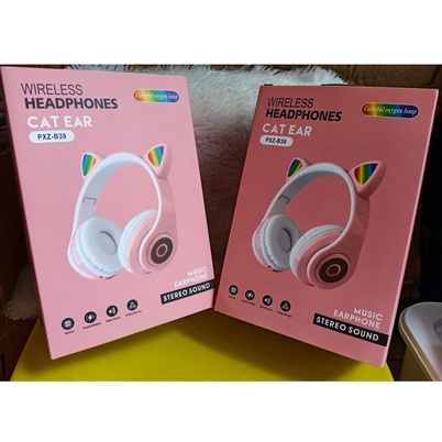 HEADSET BLUETOOTH 5.0 CAT EAR LED LIGHT / HEADPHONE TELINGA KUCING