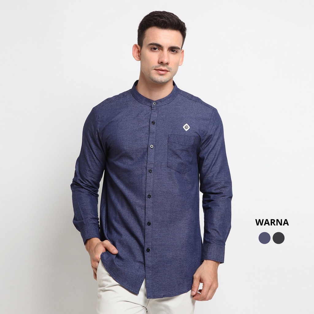 ZAMUEL NAVY |ManNeedMe x CW| Baju Koko Pria Lengan Panjang Baju Muslim Pria ORIGINAL