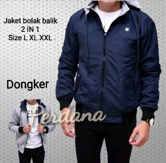 Jaket bomber parasit pria dc bolak balik jaket pria hodie zipper