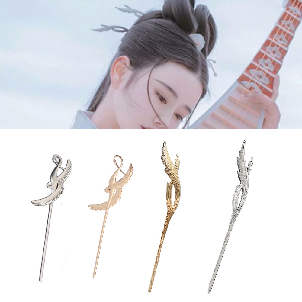 Needway  Chinese Hair Stick Hair Jewelry Hair Fork Hairpin Women Bridal Fashion Ornaments Feather Girls Bird