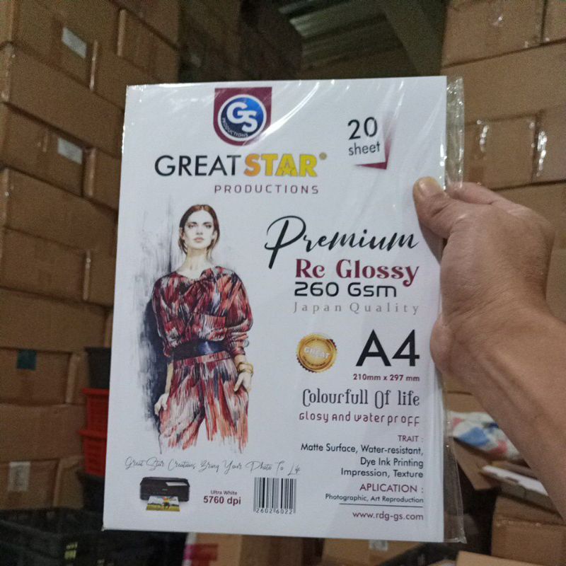 

PREMIUM RC GLOSSY JAPAN QUALITY WATER PROFF A4/20LEMBAR