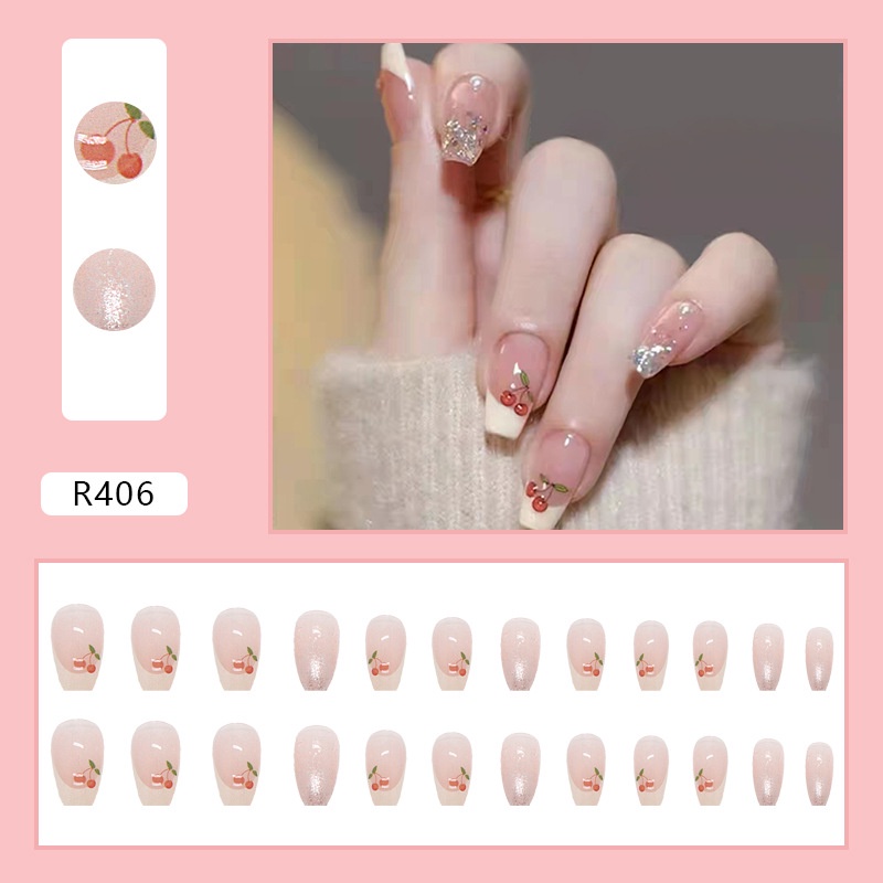 R401-r420 24pcs / box Kuku Palsu Full Cover Untuk Nail Art