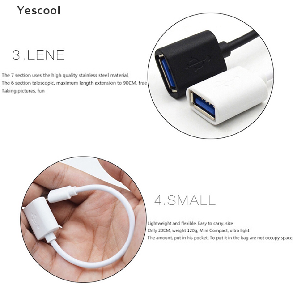 Yescool Kabel Adapter Konverter Data Sync OTG USB 3.1 Tipe C Male Ke USB Female Bahan Metal