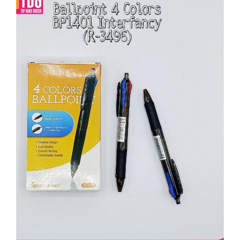 

1 PCS BALLPOINT 4W BP1401 INTERFANCY/BOLPEN 4 WARNA/ PULPEN 4