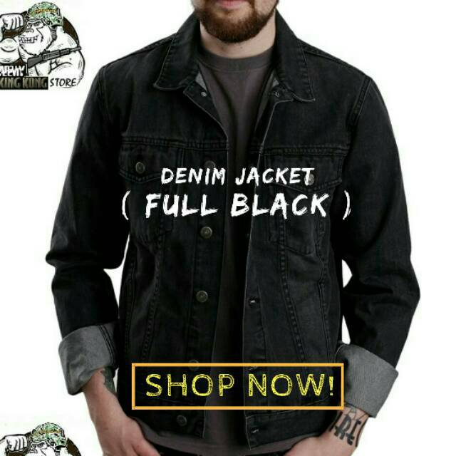 Jaket Jeans Denim Cowok Hitam