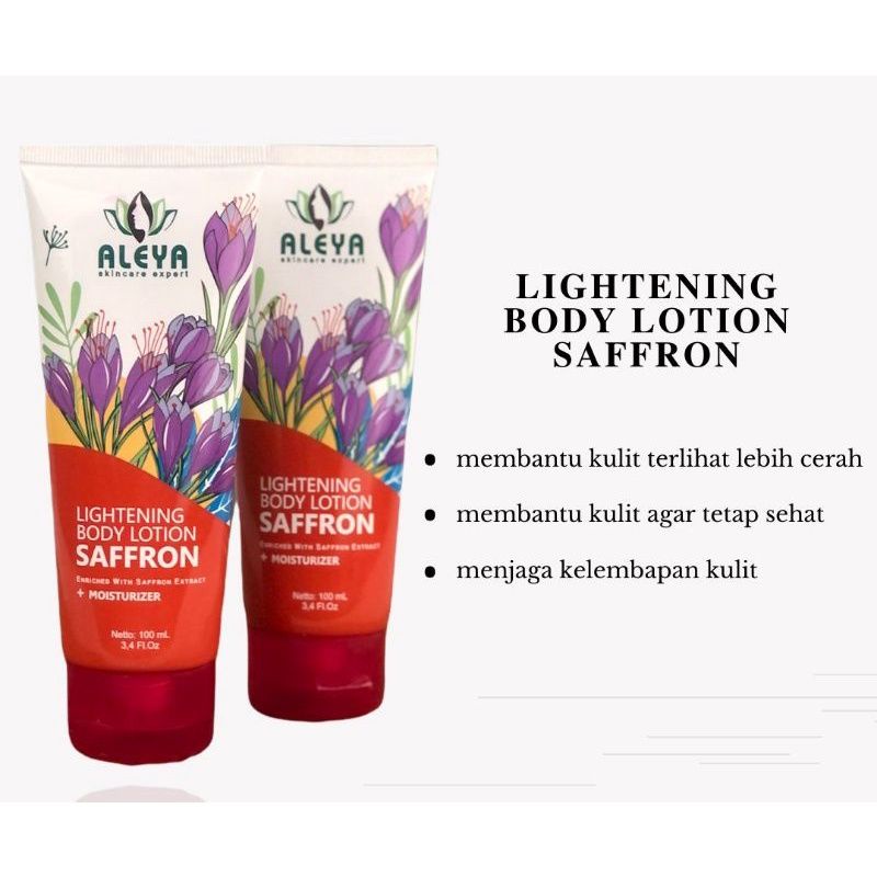 Aleya lotion pemutih badan brightening lightening saffron  BPOM