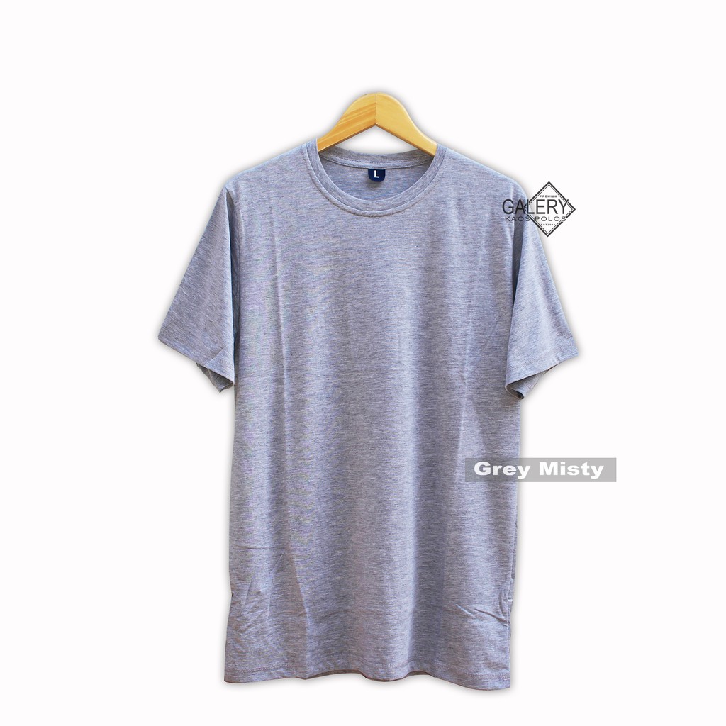 KAOS POLOS COTTON COMBED 30s - Size S M L XL - PENDEK - Warna Abu Misty