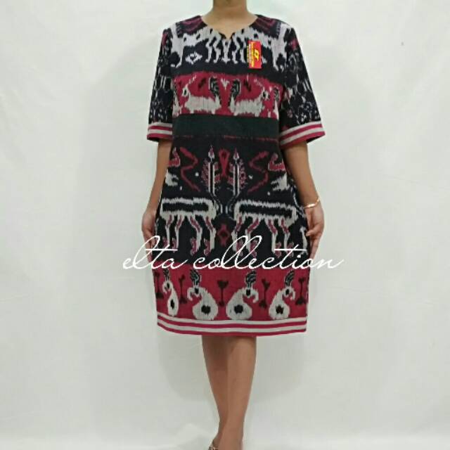 Dress full tenun etnik motive Sumba
