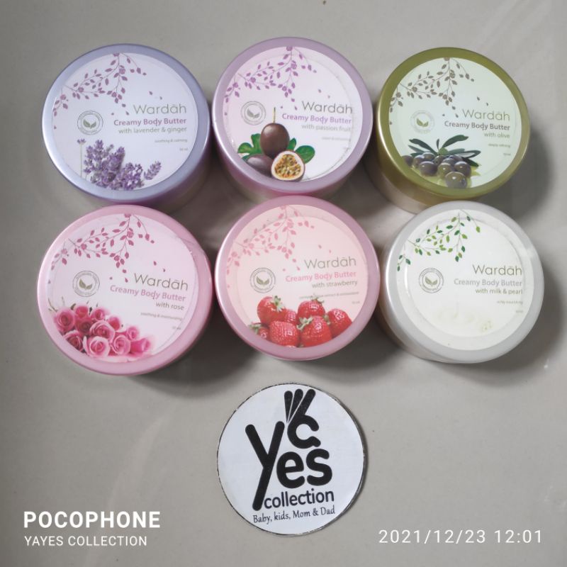 COD Wardah Creamy Body Butter 50 ml Lavender Ginger Passion Fruit Olive Milk Pearl Rose Strawberry Melembabkan Melembutkan kulit