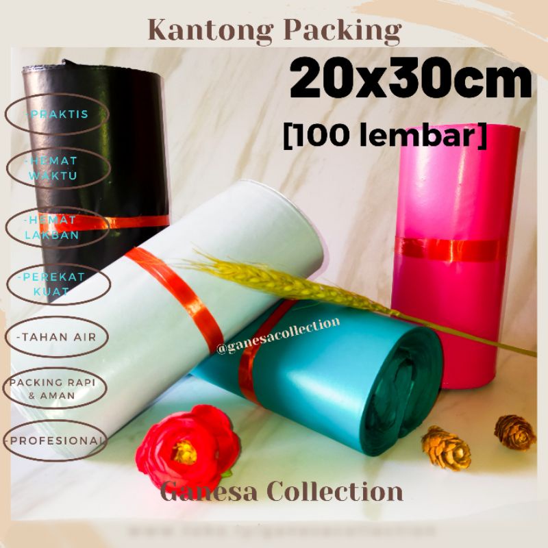 

KANTONG PACKING OLSHOP MURAH – KANTONG PLASTIK SUDAH ADA PITA PEREKATNYA - UKURAN 20x30 (ISI 100)