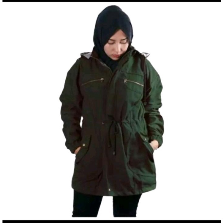 JAKET PARKA WANITA BIG SIZE BAGIAN HOODIE BISA DILEPAS DAN BOLAK BALIK /JAKET PARKA WANITA KANVAS SIZE L SAMPE 4XL BIG SIZE