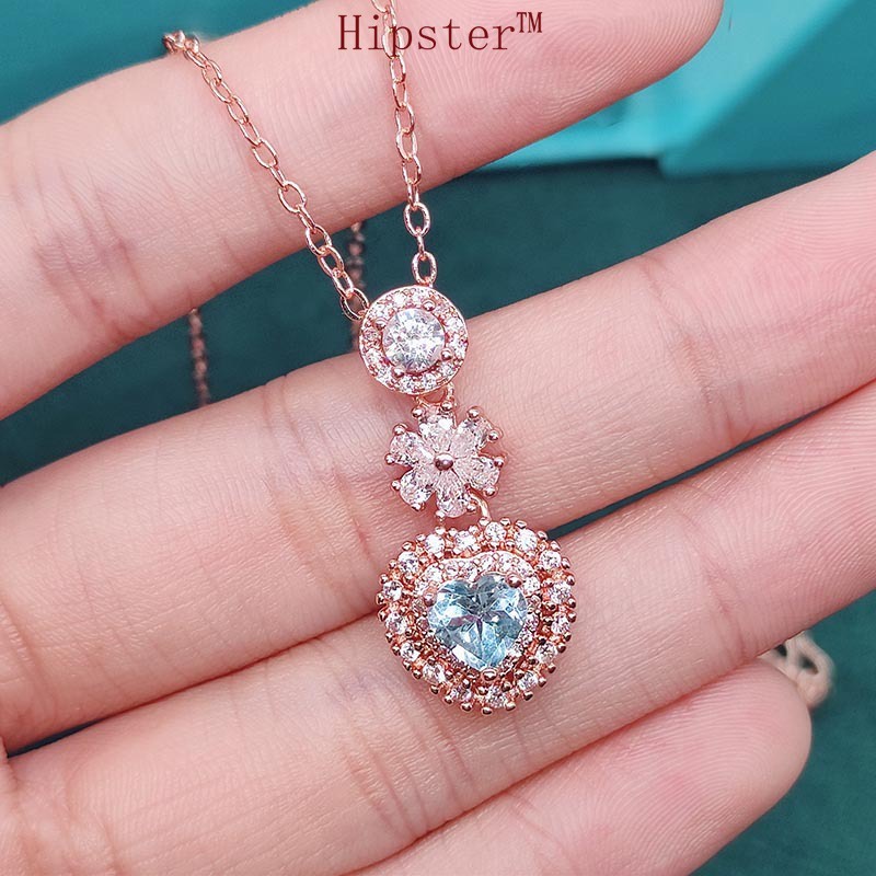 Natural Topaz Heart-Shaped Necklace Pendant Ring Set