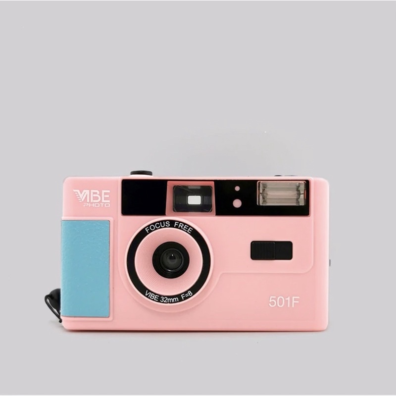 (ORIGINAL) Vibe Photo 501F Retro 35mm Reusable Film Camera-Cotton Candy