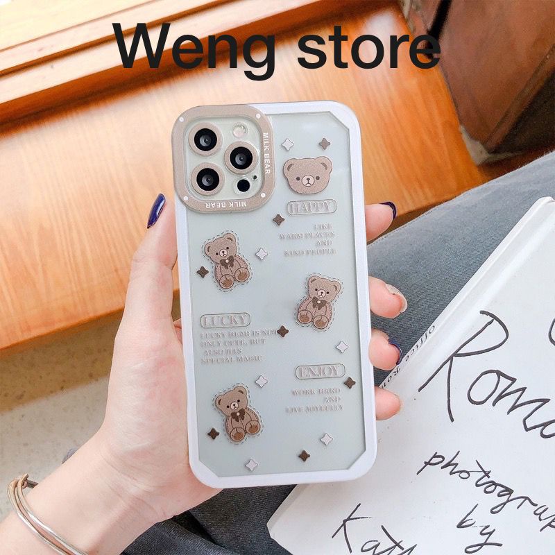Softcase Lens Clear Milk Bear For Oppo Realme Viv XIaomi Samsung