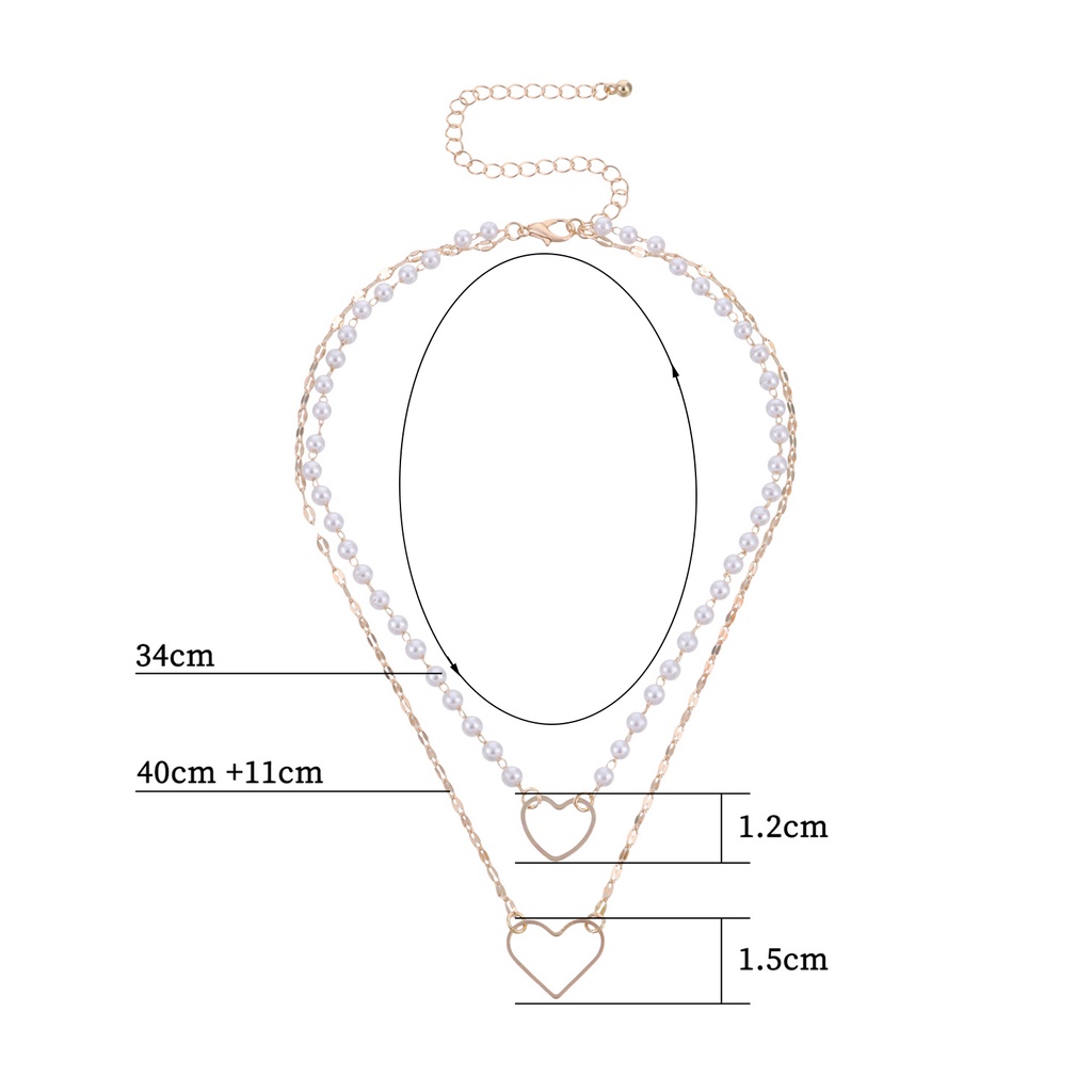 Hu Hu Hu Hu Hu Alat Bantu Pasang Kacamata♡ Kalung Double Layer Dengan Liontin Mutiara Imitasi Bentuk Hati Untuk Wanita