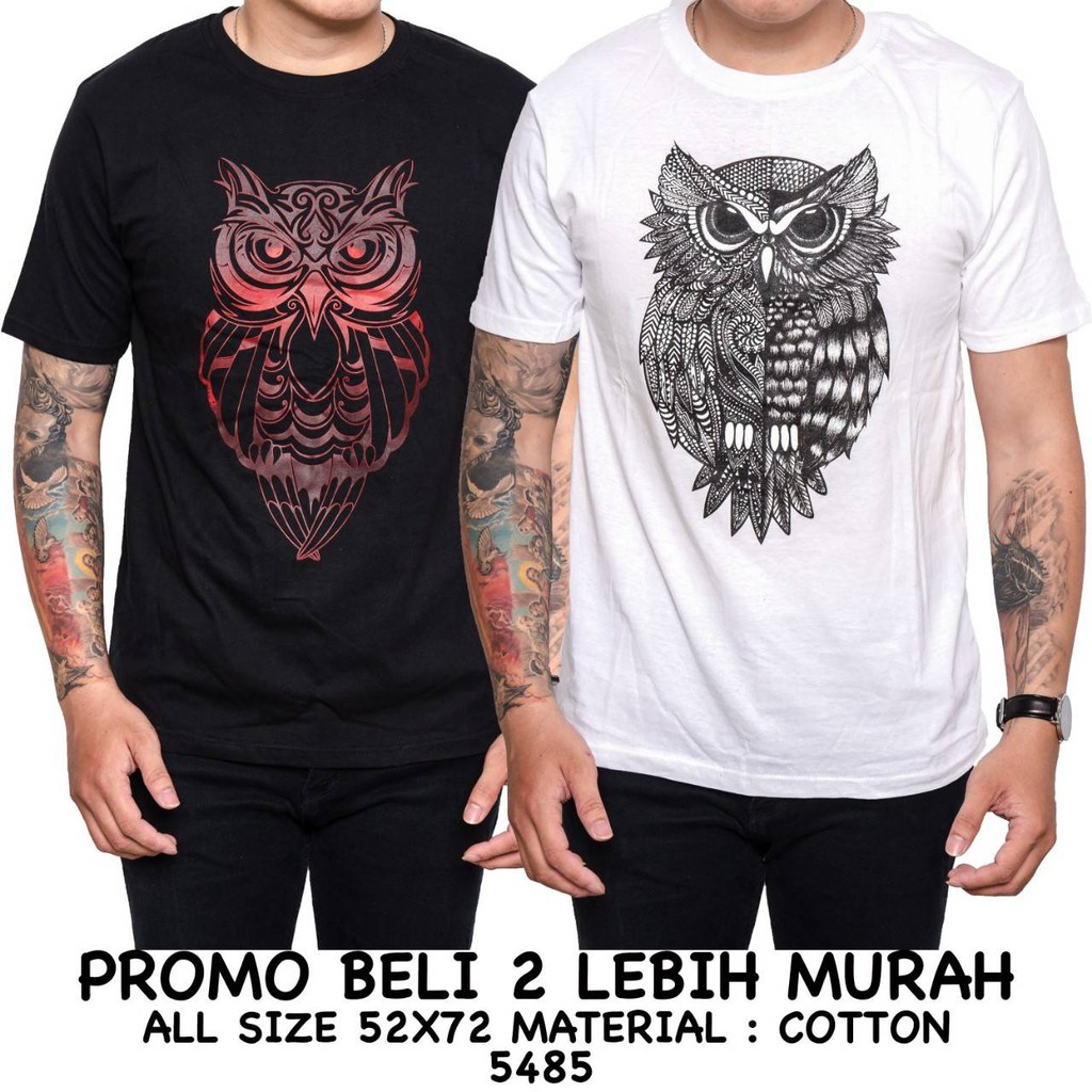 Credomenstore Buy 1 Get 1 Kaos Distro Pria Lengan Pendek Motif Owl