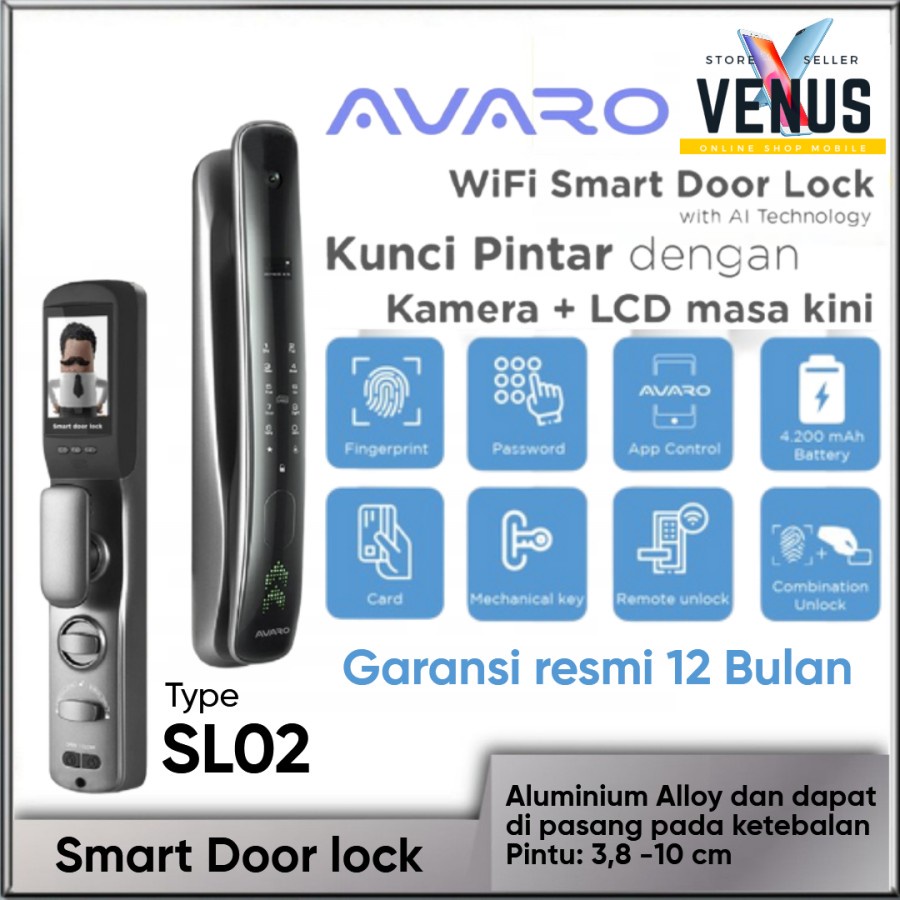 AVARO Smart Door Lock SL02 Digital Handle Kunci Pintu - Gagang Pintu