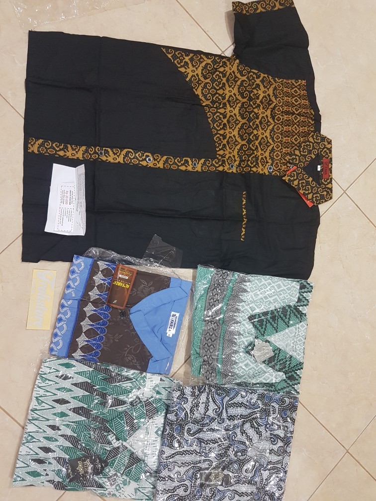 Trolistore Grosir Baju Batik Motif Pelektif Pelekpol Batik Atasan Kemeja Pria Kombinasi Hitam Polos