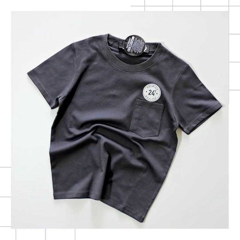 KAOS ANAK POLOS BASIC KANTONG POCKET LAKI LAKI/COWOK PREMIUM COTTON COMBED 24s DISTRO