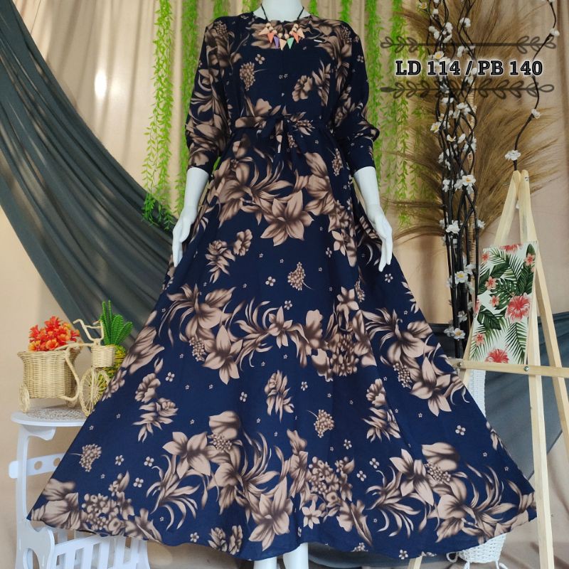 Gamis klok monalisa jumbo ld 110 & 114 bunga tanjai besar