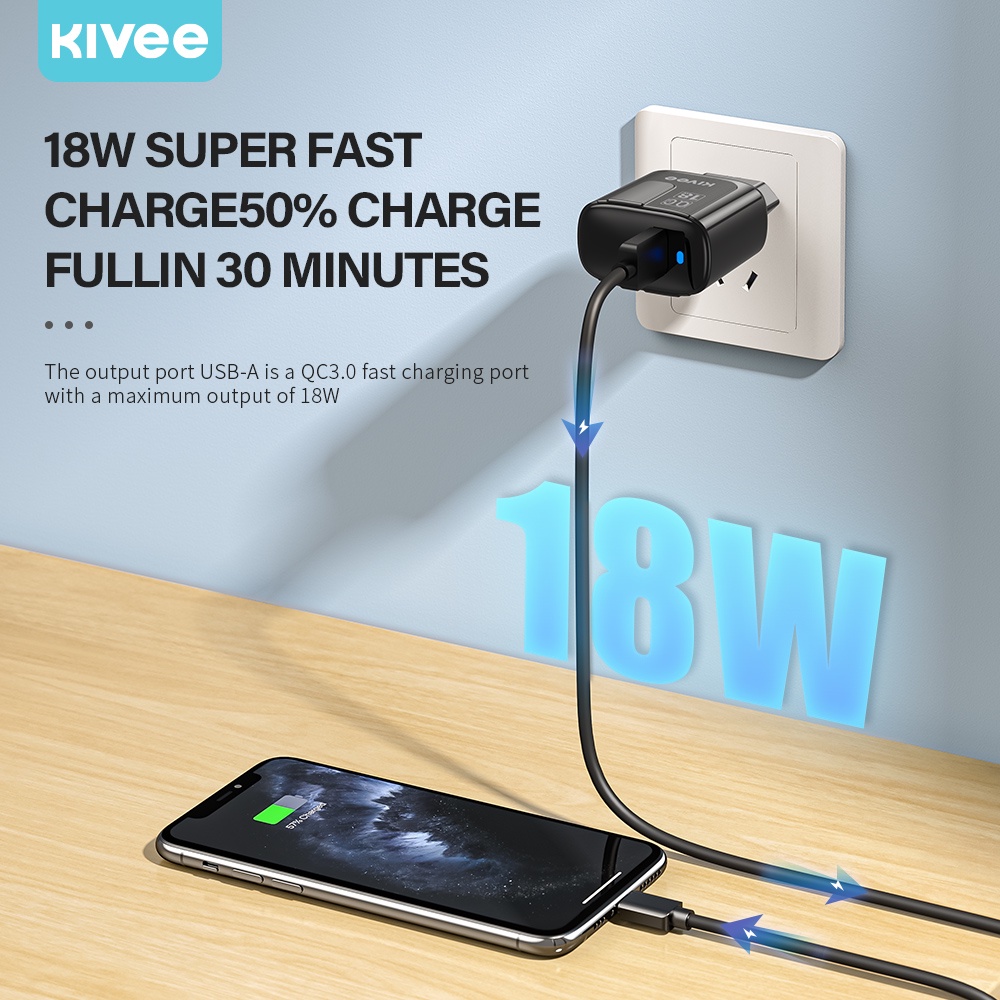 KIVEE charger oppo fast charging Quick 3.0 original Wall Charger 18w samsung xiaomi Garansi 1 tahun-6