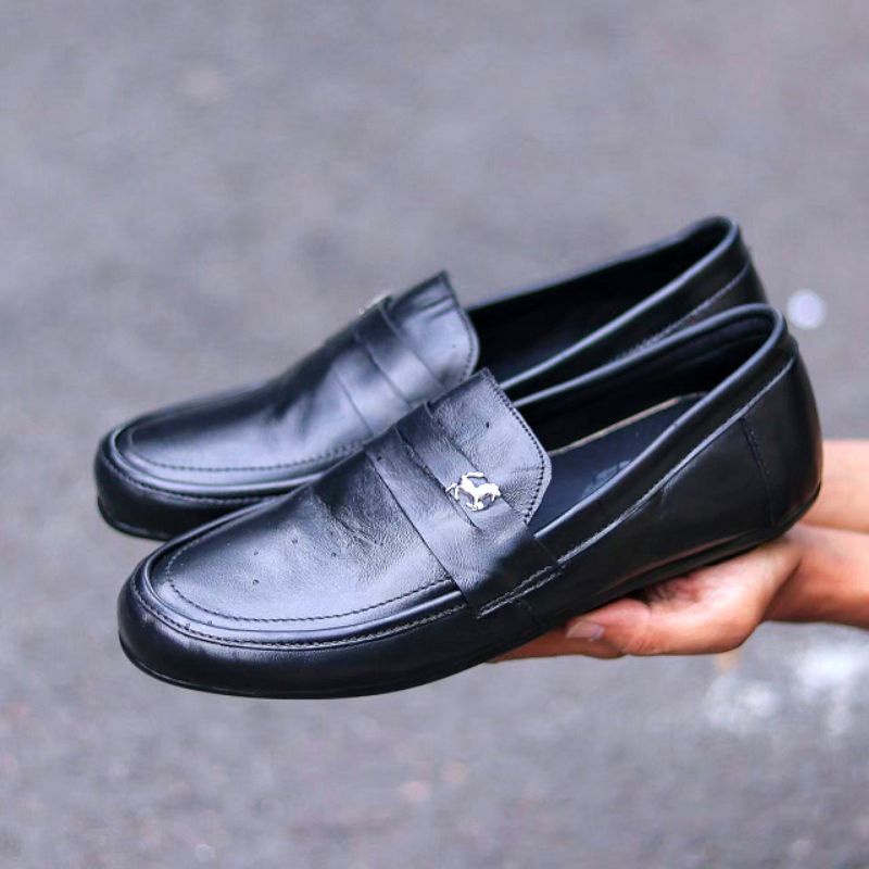 WOLF x MOOFEAT CHIEF  - Sepatu penny loafers pria kulit hitam