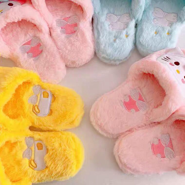 SANDAL BONEKA MELODY HELLO KITTY CINNAMOROLL POMPOM PURIN SLIPPERS