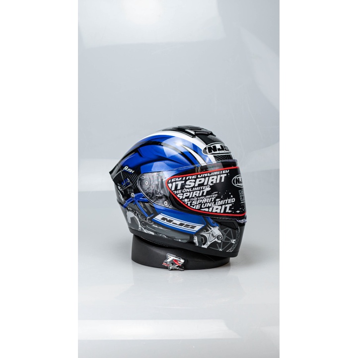 HELM MOTOR NJS ZX-1 RUSH BLACK BLUE HELM FULLFACE ORI SNI GLOSSY HITAM BIRU H/B