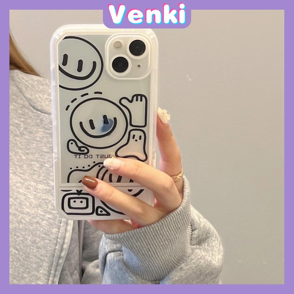 iPhone Case Silicone Soft Case Clear Case Folding Stand Shockproof Protection Camera Smiley Simple Cute Compatible For iPhone 11 iPhone 13 Pro Max iPhone 12 Pro Max iPhone 7Plus xr