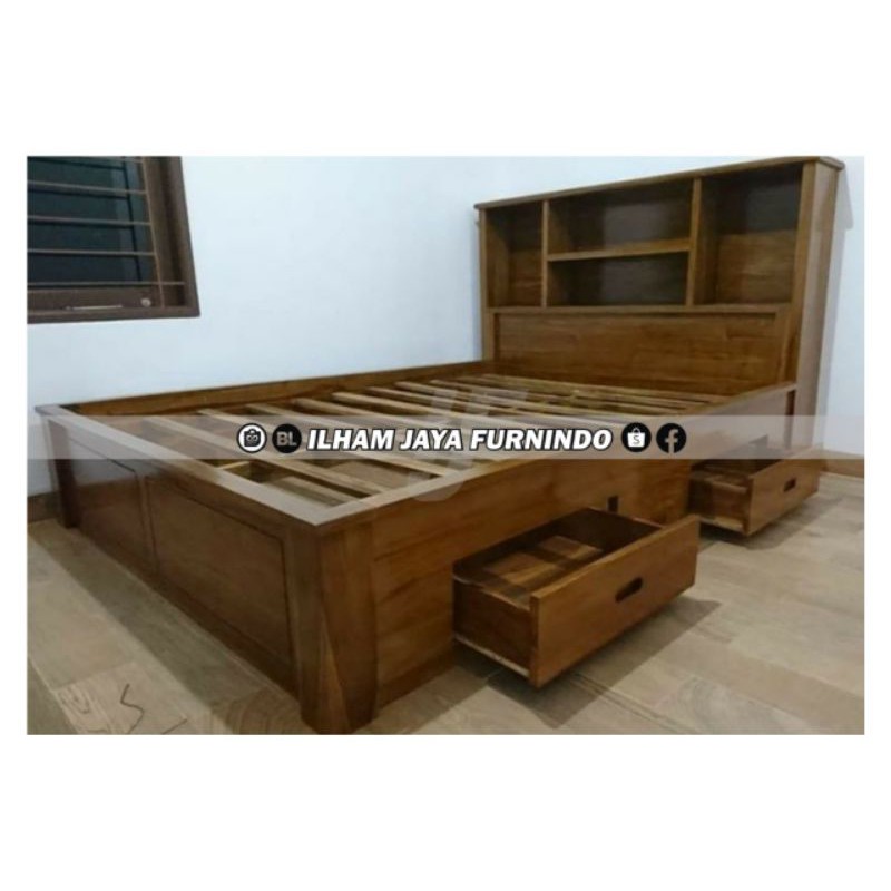 DIPAN MINIMALIS LACI ATAS BAWAH NATURAL JATI JEPARA - IJF219