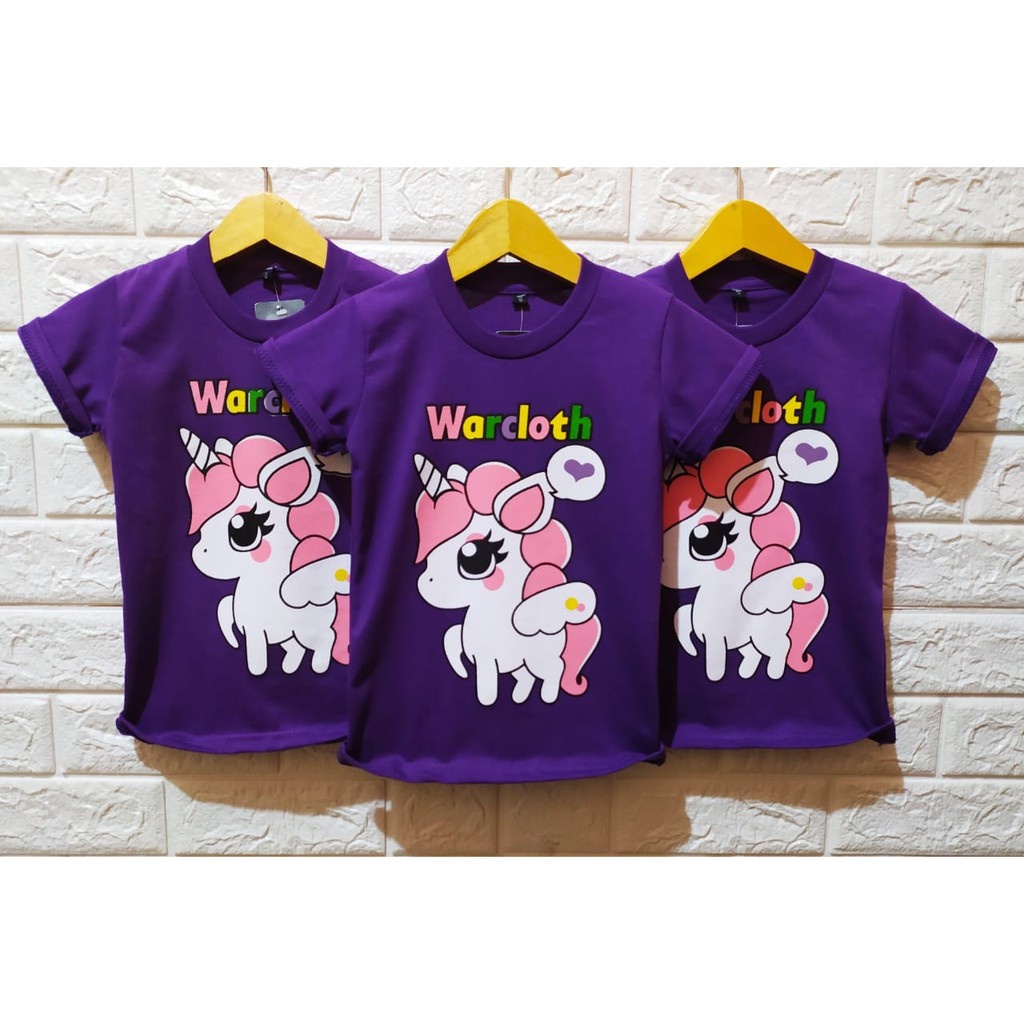 Kaos Anak Perempuan Bahan Adem Kualitas Distro Motif Little Pony ungu Baru