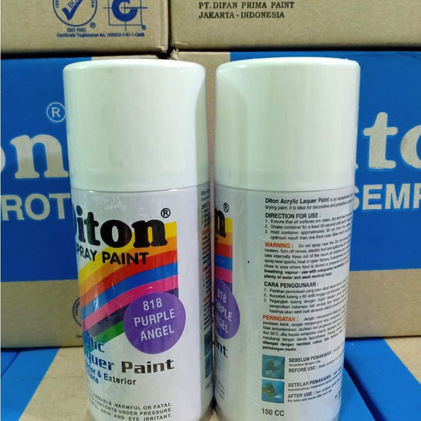 DITON Spray Paint Acrylic Lacquer Paint Pilox Cat Semprot - 818 Purple Angel / Ungu (150cc/Kecil)