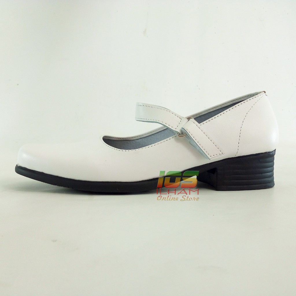 Guci PO1 Putih Sepatu Pantofel Paskibraka Perawat Hak 3cm Size 36-41