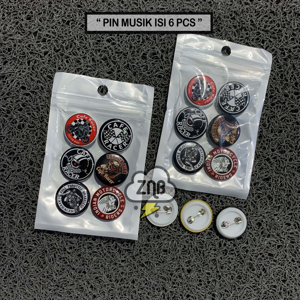 PIN MOTOR PIN CAFE RACER COCOK DI TEMPEL DI ROMPI TAS TOPI JAKET ISI 6 PIIN BUTTON TERLARIS