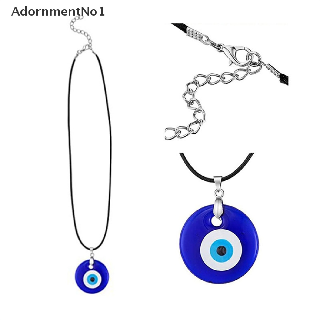 (AdornmentNo1) 1pc Kalung Rantai Dengan Liontin Evil Eye Kaca Biru 30mm Untuk Wanita